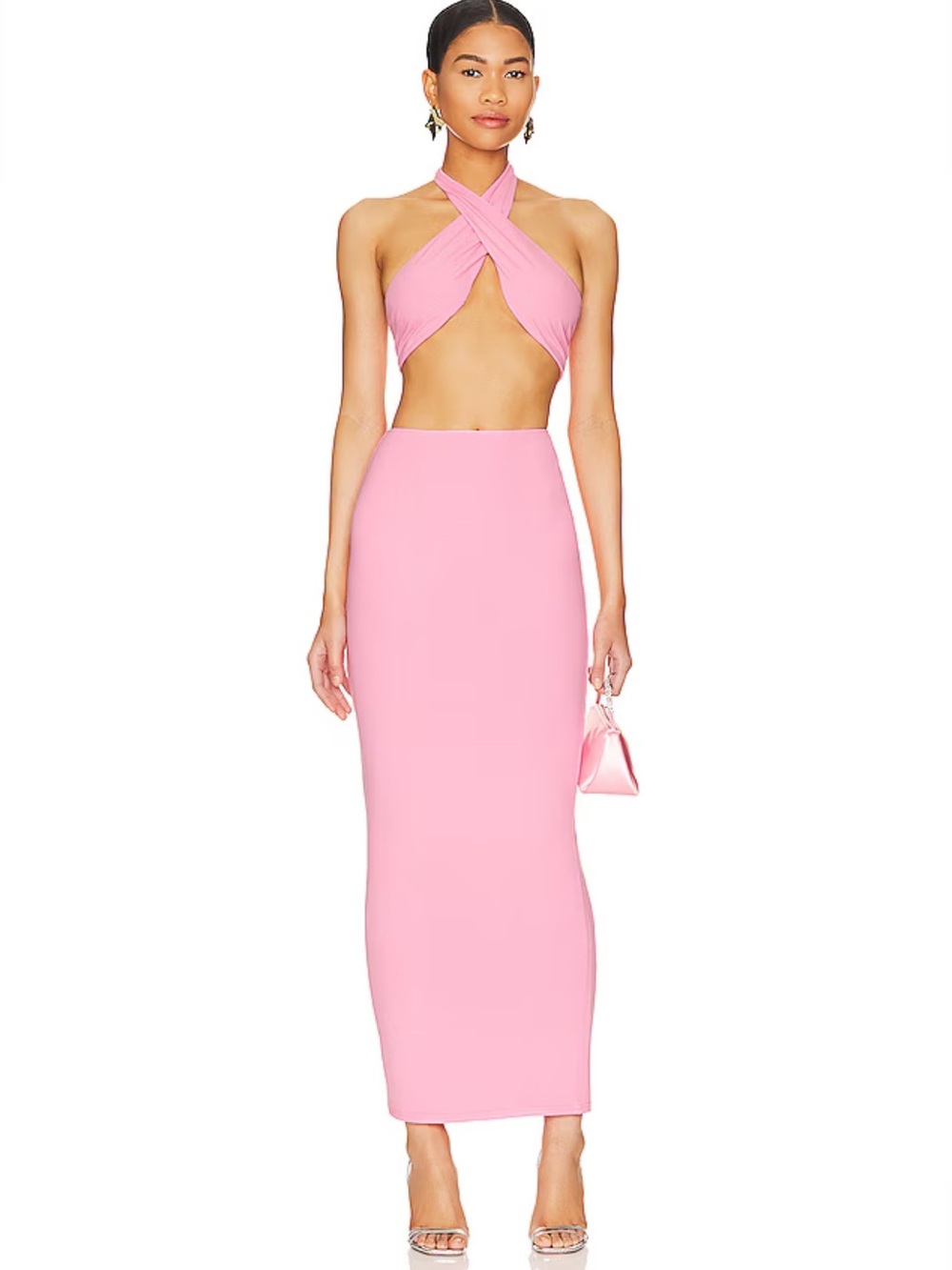 superdown Kainda Skirt Set Pink Cross-Halter Cutout Maxi Dress Revolve S